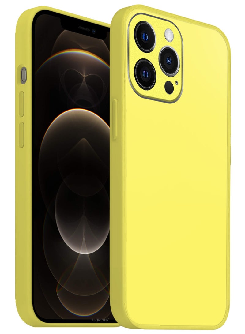 CATANES HiCool Glossy Hard TPU Case for iPhone 12 Pro - Full Coverage , Anti Finger Print , Anti Yellowing , Shockproof Slim Fit Design- Yellow - Image 2